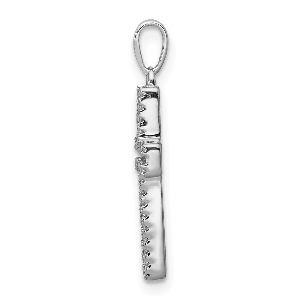 Solid 14k White Gold 1/8ct. Simulated CZ Cross Pendant