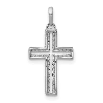 Solid 14k White Gold 1/8ct. Simulated CZ Cross Pendant