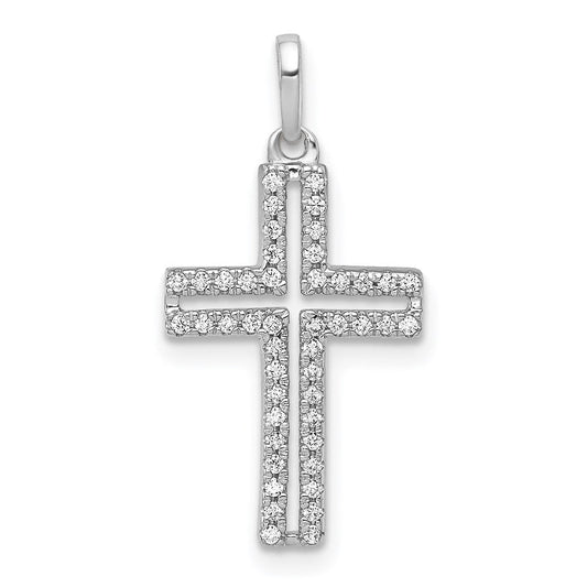 14k white gold 1 8ct real diamond cross pendant pm5059 013 wa