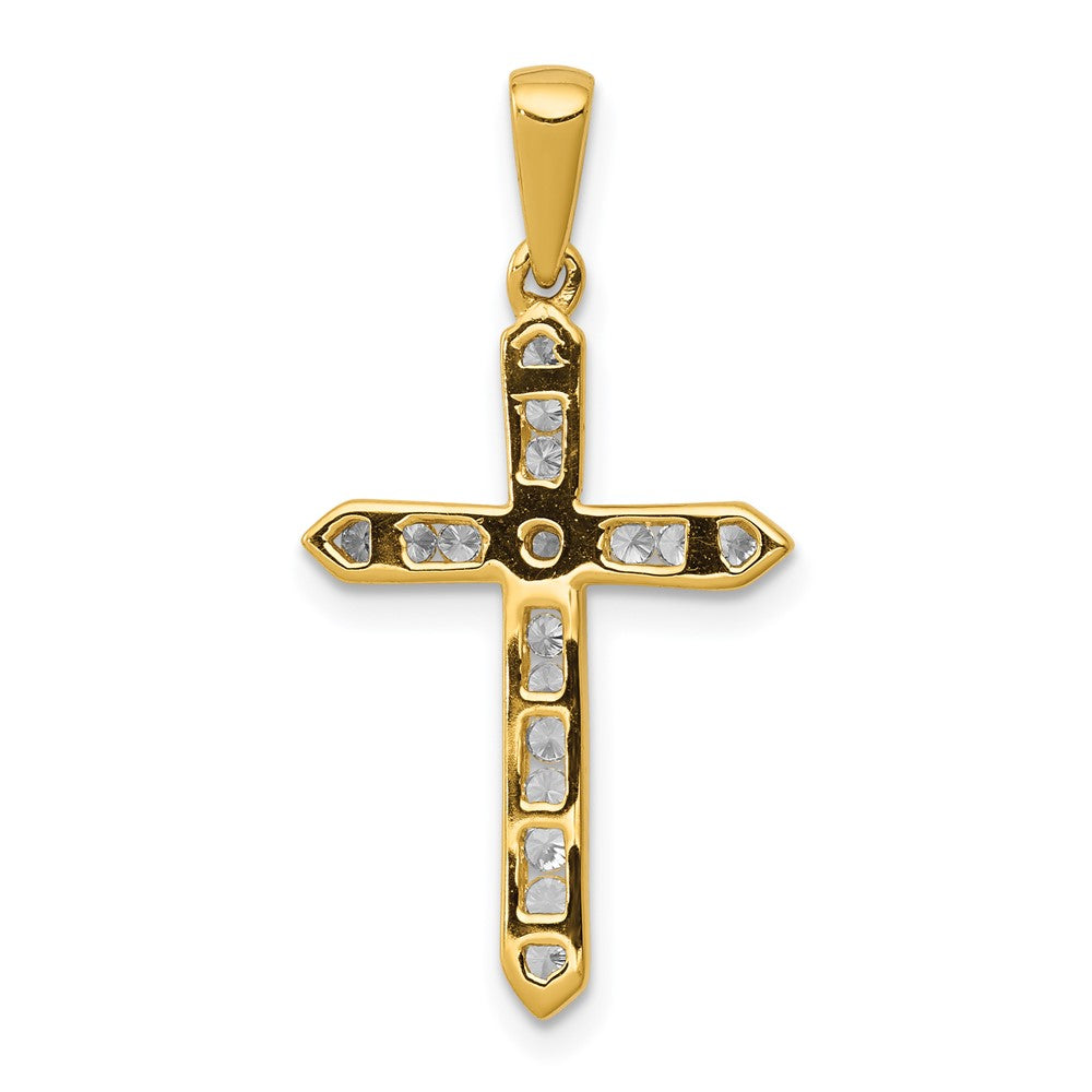 Solid 14k Yellow Gold 1/4ct. Simulated CZ Cross Pendant