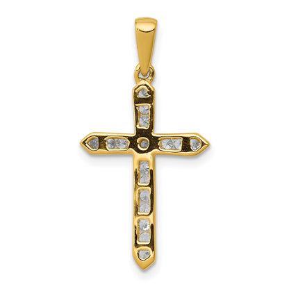 Solid 14k Yellow Gold 1/4ct. Simulated CZ Cross Pendant