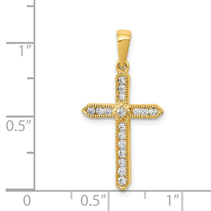 Solid 14k Yellow Gold 1/4ct. Simulated CZ Cross Pendant