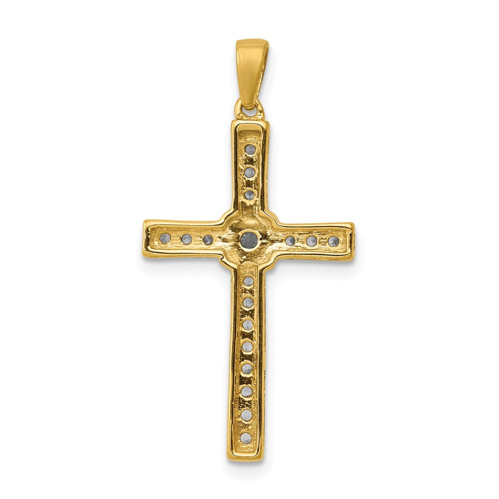 Solid 14k Yellow Gold 1/3ct. Simulated CZ Cross Pendant