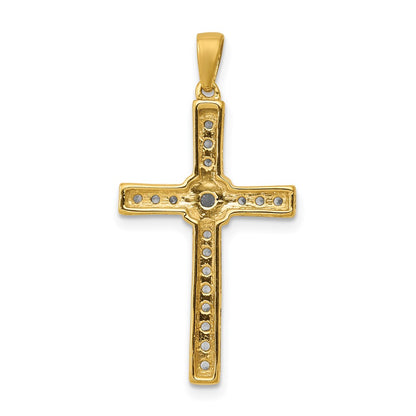 Solid 14k Yellow Gold 1/3ct. Simulated CZ Cross Pendant