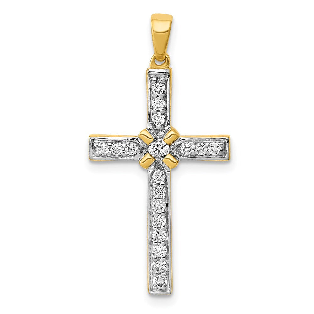 14k yellow gold 1 3ct real diamond cross pendant pm5062 033 ya
