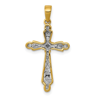 Solid 14k Yellow Gold 1/5ct. Simulated CZ Cross Pendant