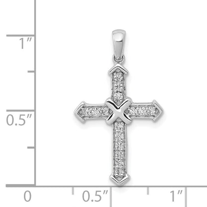 Solid 14k White Gold Passion Simulated CZ Cross Pendant