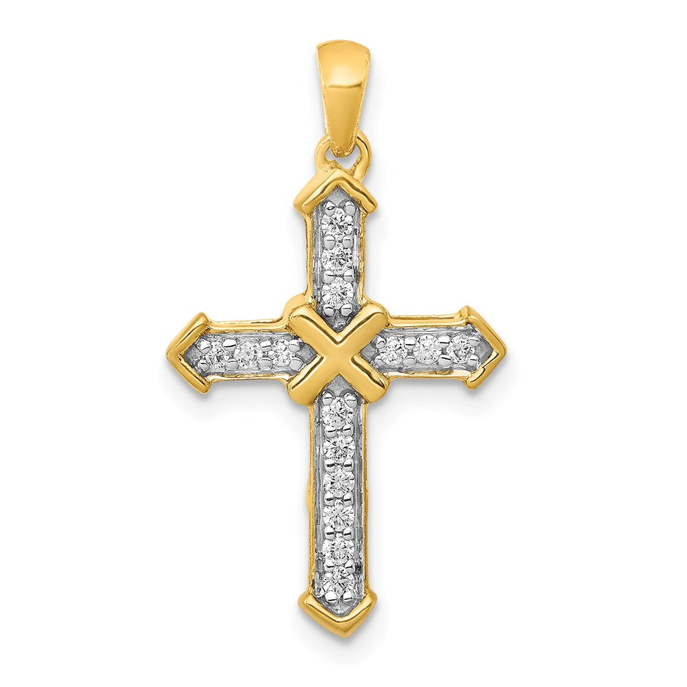 14k yellow gold passion real diamond cross pendant pm5064 020 ya