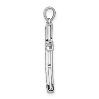 Solid 14k White Gold 1/5ct. Simulated CZ Cross Pendant