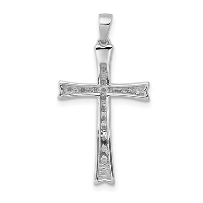 Solid 14k White Gold 1/5ct. Simulated CZ Cross Pendant