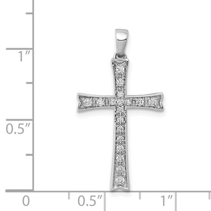 Solid 14k White Gold 1/5ct. Simulated CZ Cross Pendant