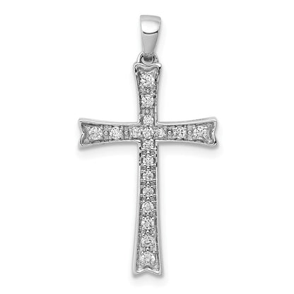Solid 14k White Gold 1/5ct. Simulated CZ Cross Pendant