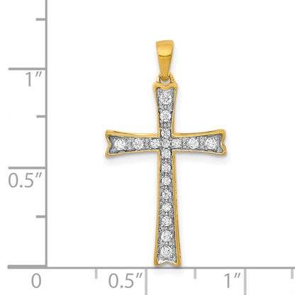 Solid 14k Yellow Gold 1/5ct. Simulated CZ Cross Pendant