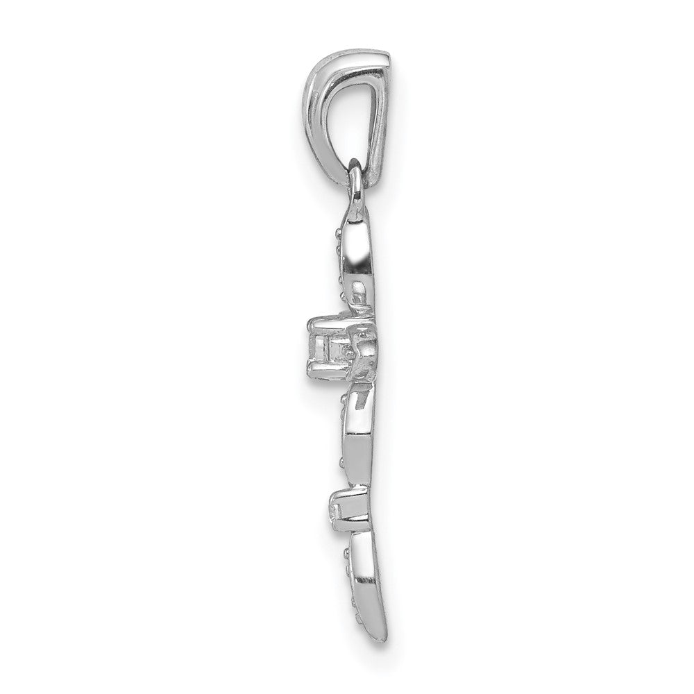 Solid 14k White Gold 1/20ct. Simulated CZ Cross Pendant