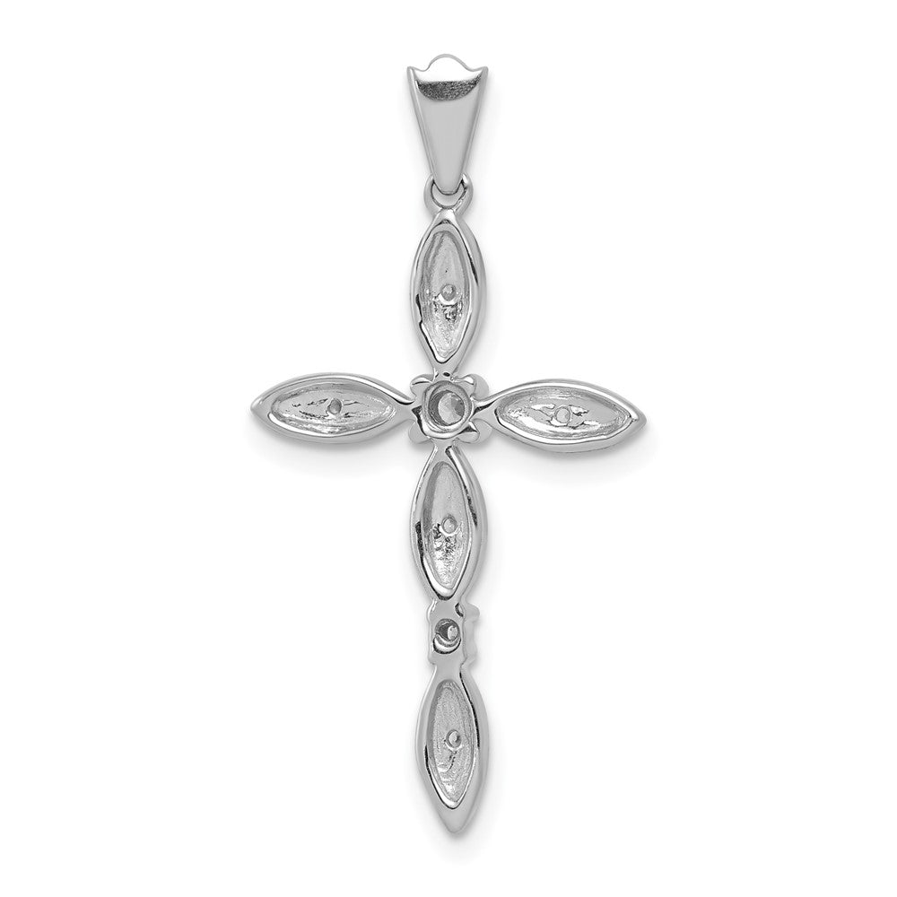 Solid 14k White Gold 1/10ct. Simulated CZ Cross Pendant