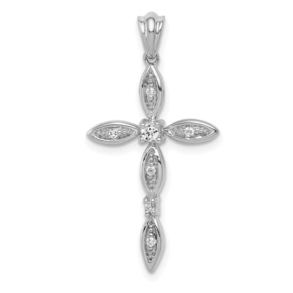 14k white gold 1 10ct real diamond cross pendant pm5067 010 wa