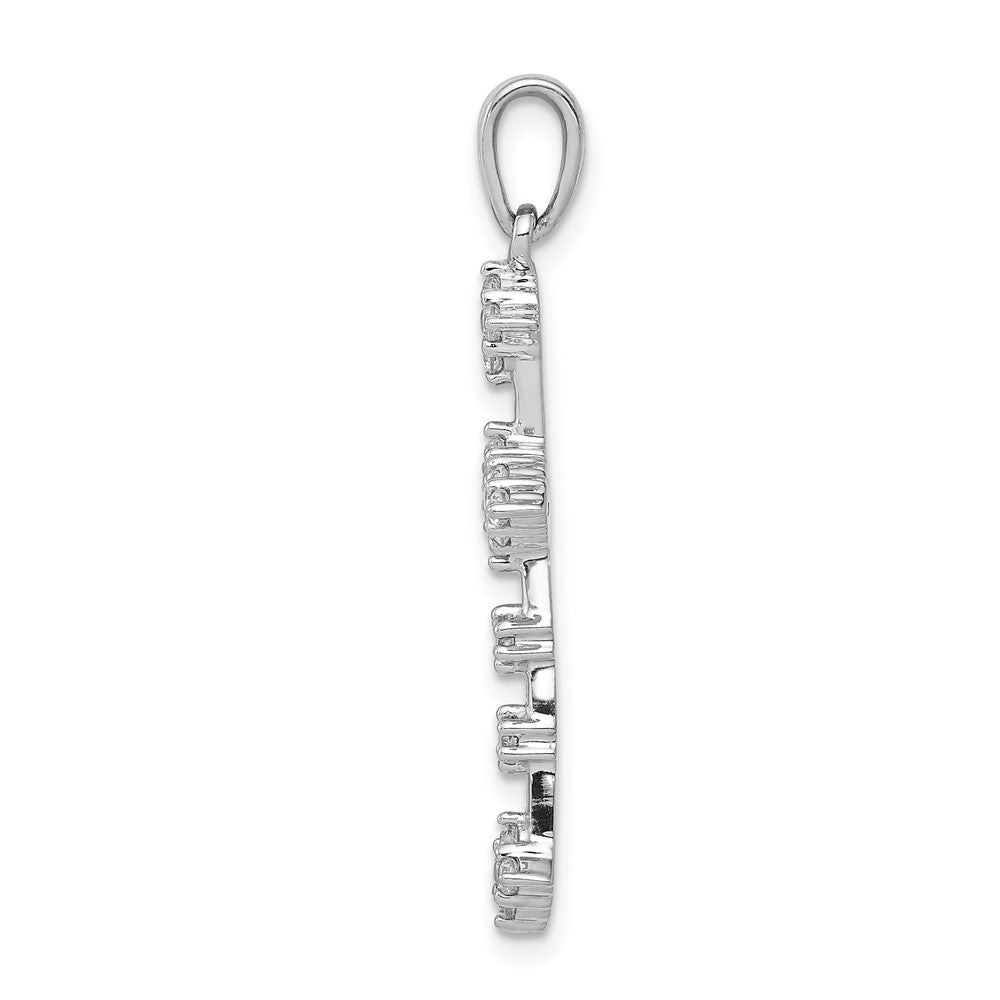 Solid 14k White Gold 1/4ct. Simulated CZ Cross Pendant