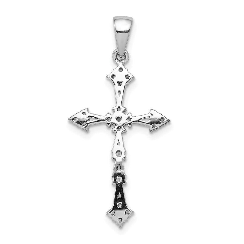Solid 14k White Gold 1/4ct. Simulated CZ Cross Pendant