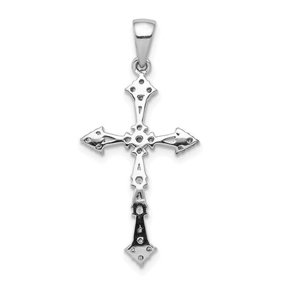 Solid 14k White Gold 1/4ct. Simulated CZ Cross Pendant