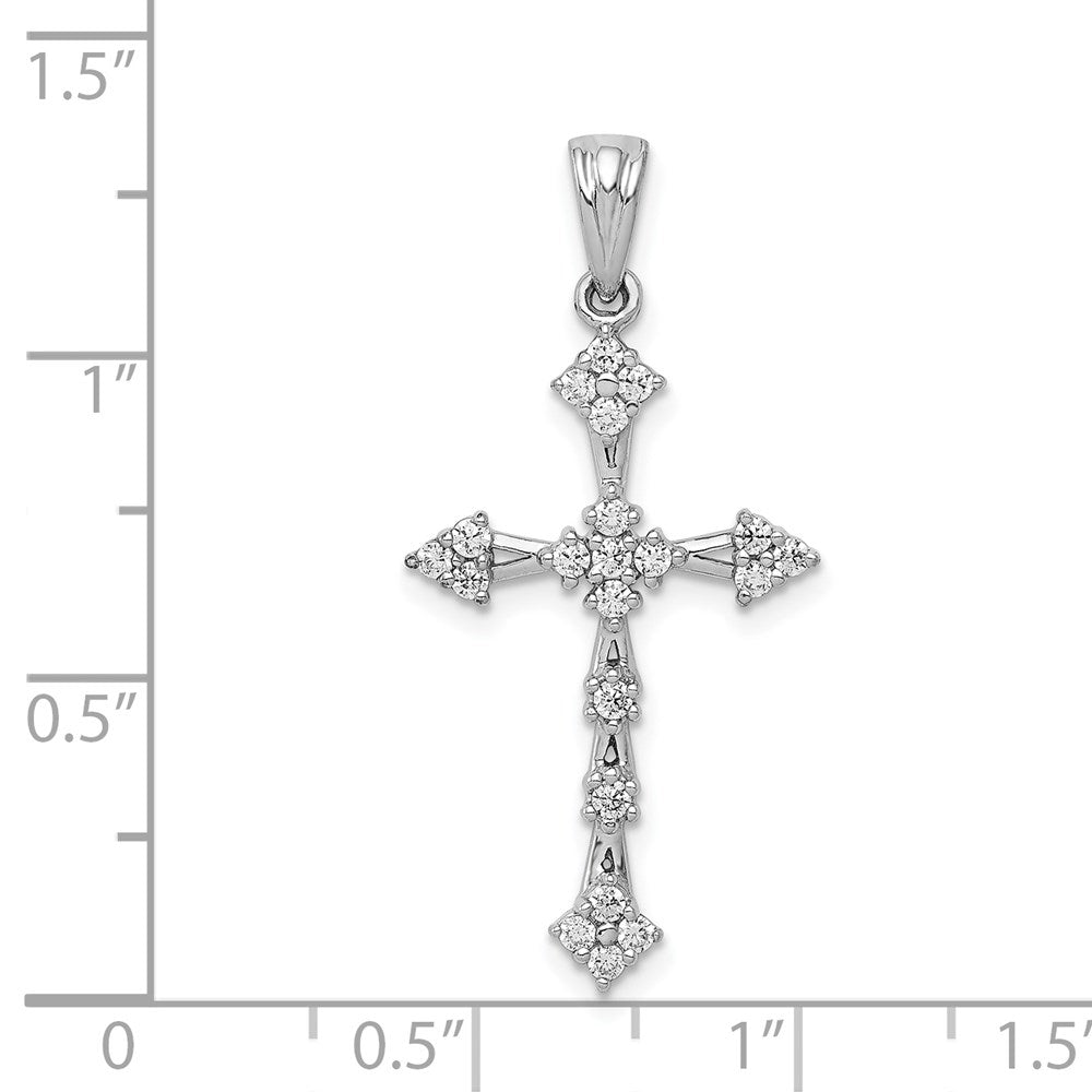 Solid 14k White Gold 1/4ct. Simulated CZ Cross Pendant