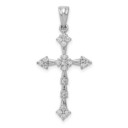 Solid 14k White Gold 1/4ct. Simulated CZ Cross Pendant
