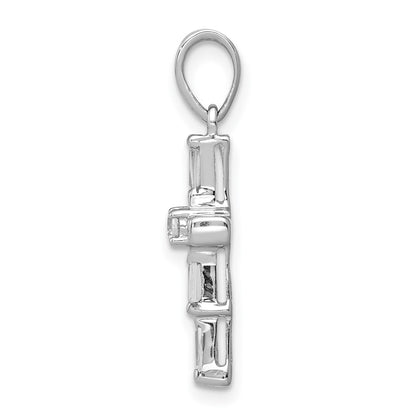 Solid 14k White Gold 1/5ct. Simulated CZ Cross Pendant
