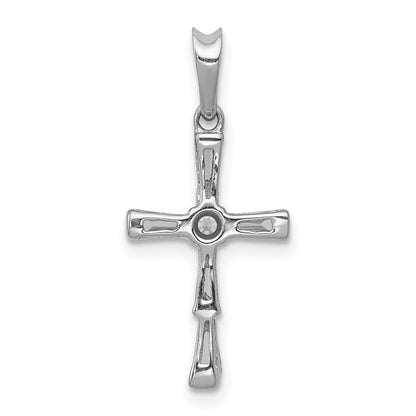 Solid 14k White Gold 1/5ct. Simulated CZ Cross Pendant