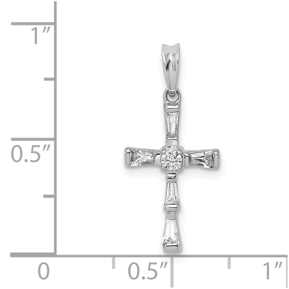 Solid 14k White Gold 1/5ct. Simulated CZ Cross Pendant