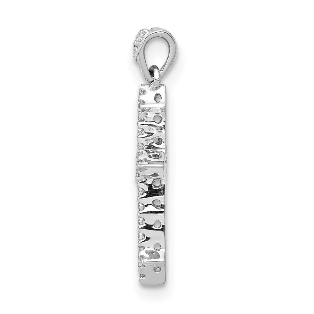Solid 14k White Gold 1/10ct. Simulated CZ Cross Pendant
