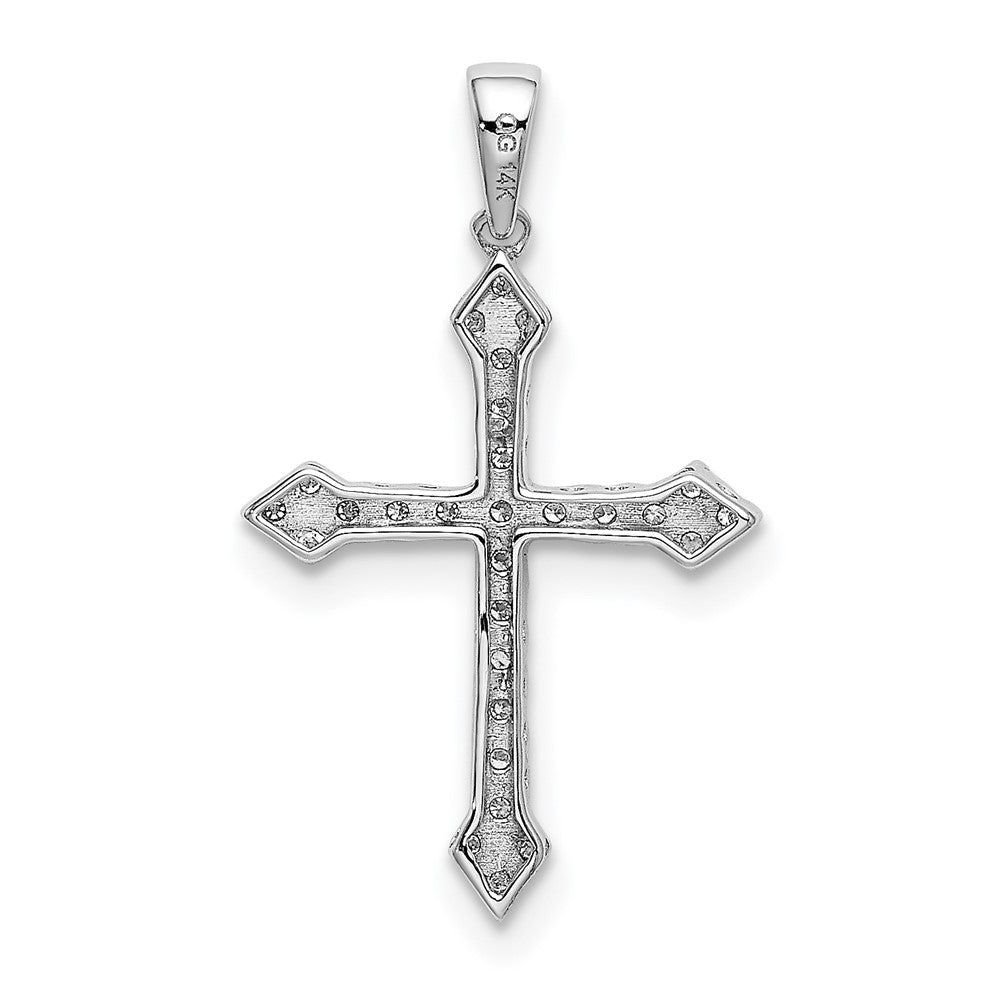 Solid 14k White Gold 1/10ct. Simulated CZ Cross Pendant