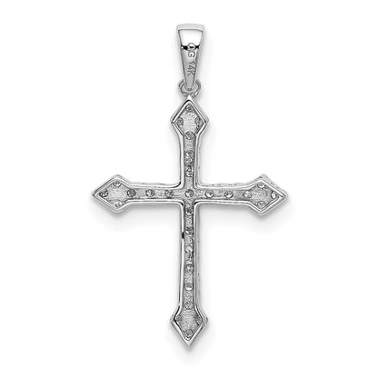 Solid 14k White Gold 1/10ct. Simulated CZ Cross Pendant