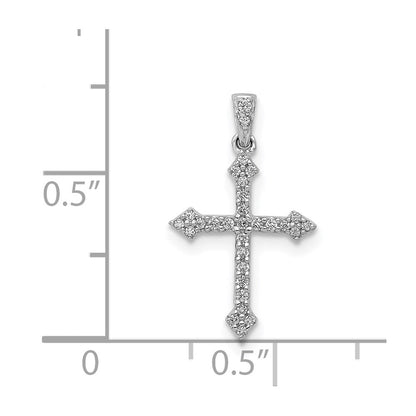 Solid 14k White Gold 1/10ct. Simulated CZ Cross Pendant