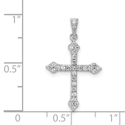 Solid 14k White Gold 1/4ct. Simulated CZ Cross Pendant