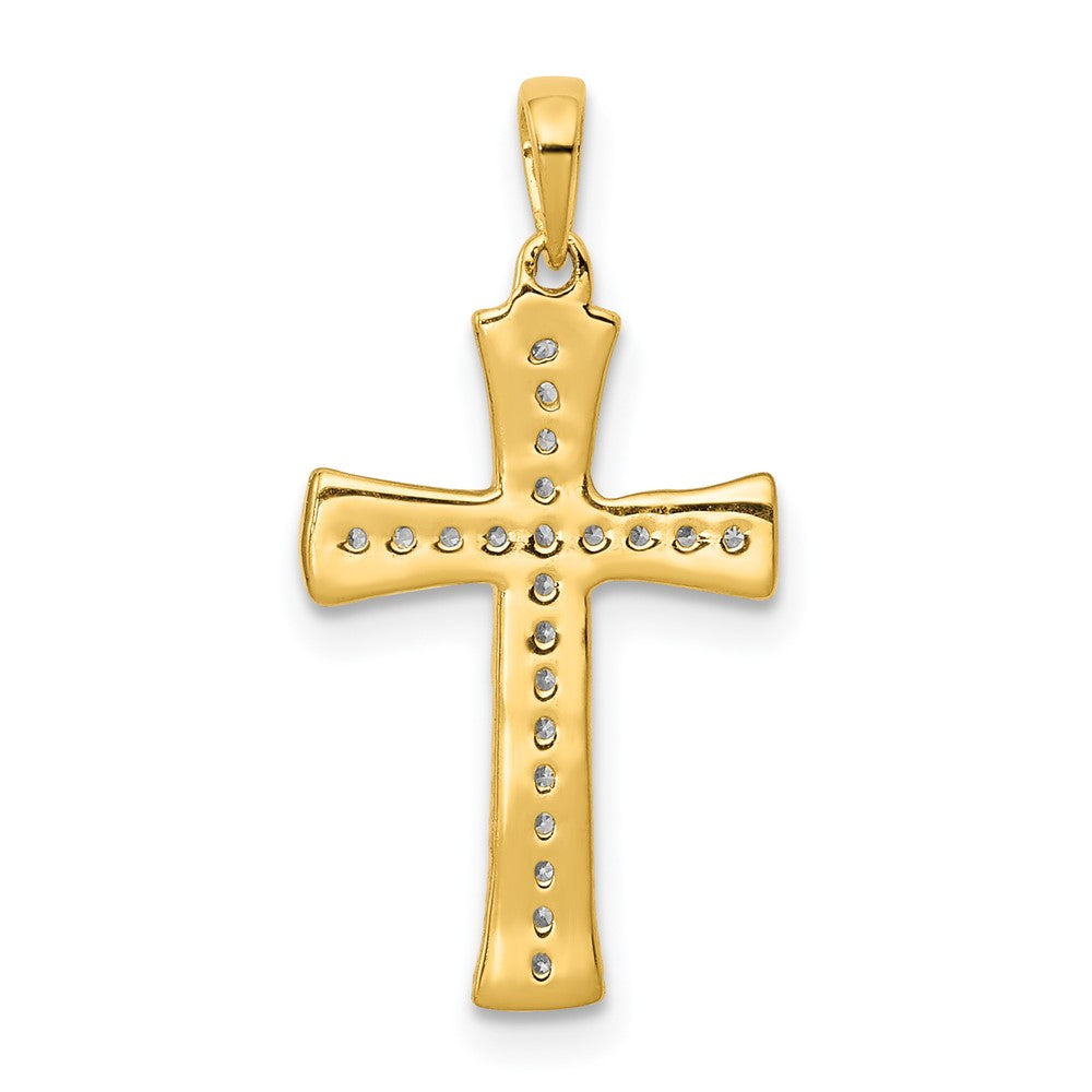 Solid 14k Yellow Gold 1/10ct. Simulated CZ Cross Pendant