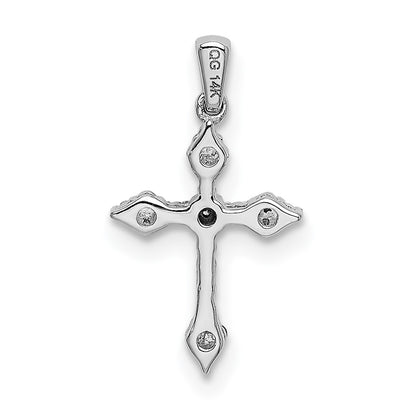 Solid 14k White Gold 1/15ct. Simulated CZ Cross Pendant