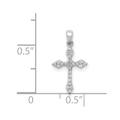 Solid 14k White Gold 1/15ct. Simulated CZ Cross Pendant