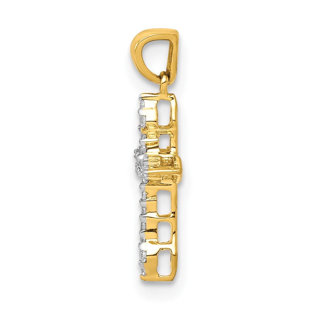 Solid 14k Yellow Gold 1/15ct. Simulated CZ Cross Pendant