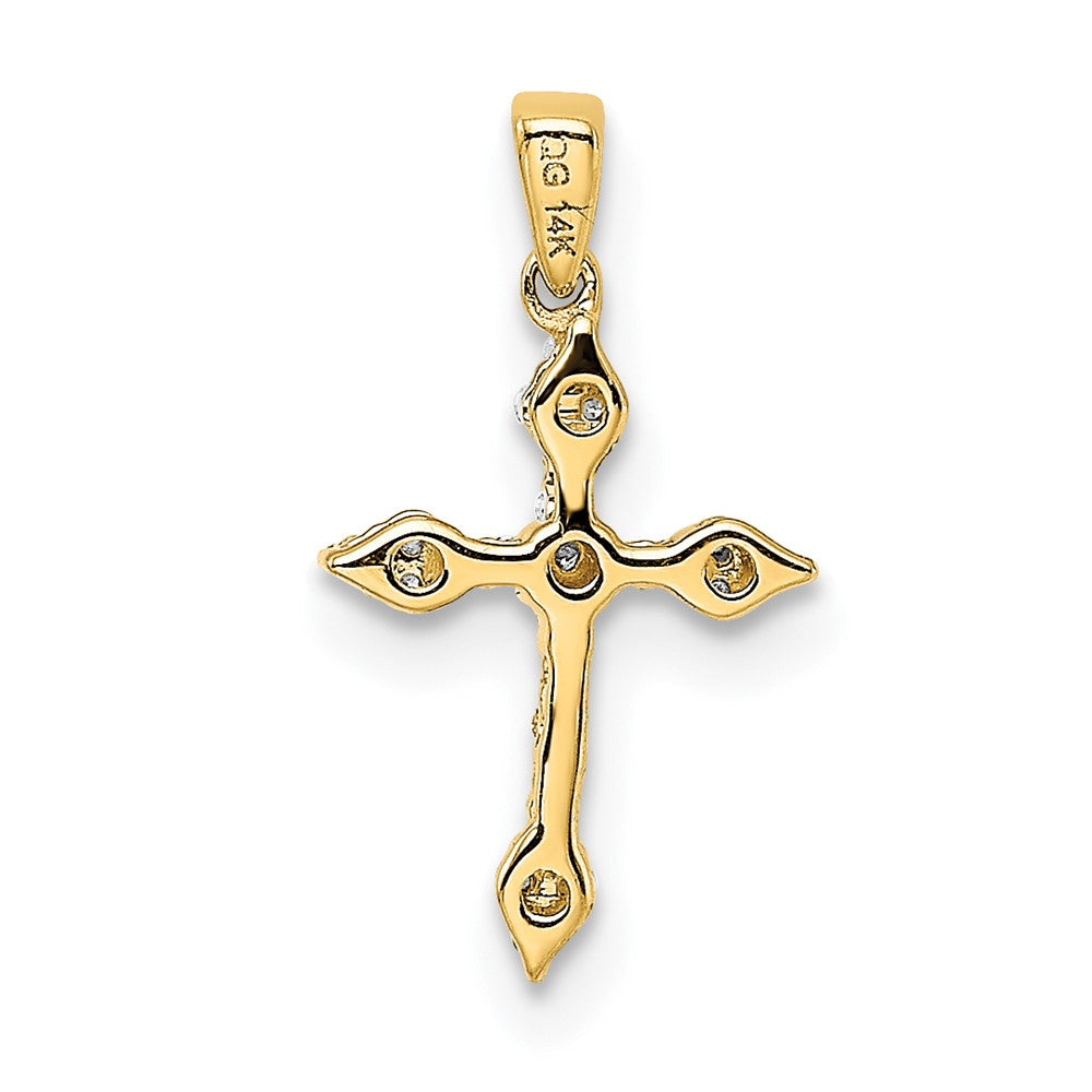Solid 14k Yellow Gold 1/15ct. Simulated CZ Cross Pendant