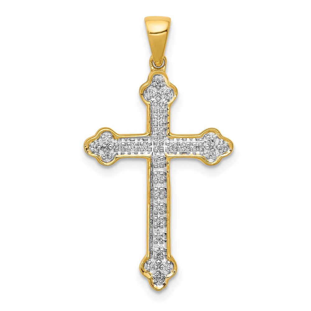 14k yellow gold 1 10ct real diamond cross pendant pm5077 010 ya