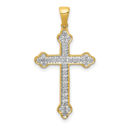 14k yellow gold 1 10ct real diamond cross pendant pm5077 010 ya