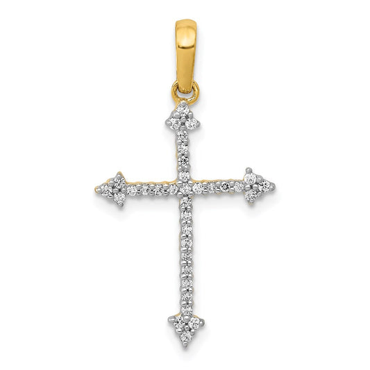 14k yellow gold 1 5ct real diamond cross pendant pm5078 020 ya