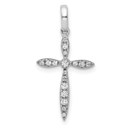 14k white gold 1 6ct real diamond cross pendant pm5079 016 wa