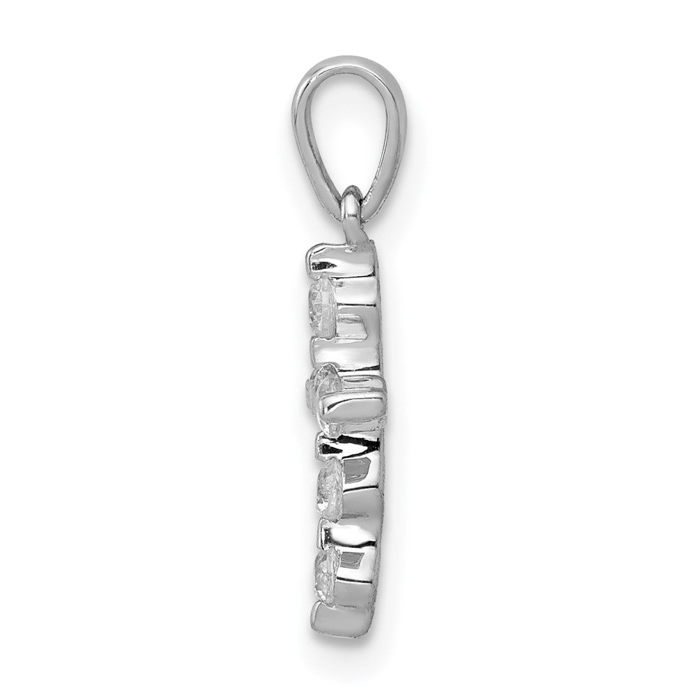 Solid 14k White Gold 1/6ct. Simulated CZ Cross Pendant