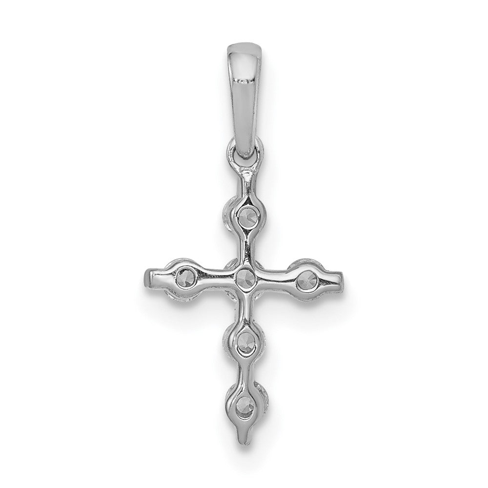 Solid 14k White Gold 1/6ct. Simulated CZ Cross Pendant