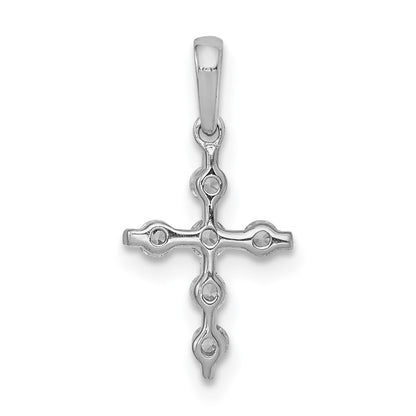 Solid 14k White Gold 1/6ct. Simulated CZ Cross Pendant