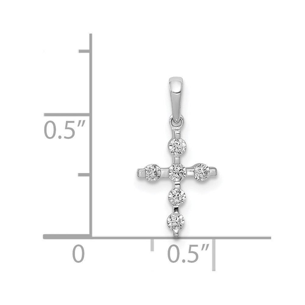 Solid 14k White Gold 1/6ct. Simulated CZ Cross Pendant