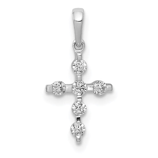 14k white gold 1 6ct real diamond cross pendant pm5080 016 wa