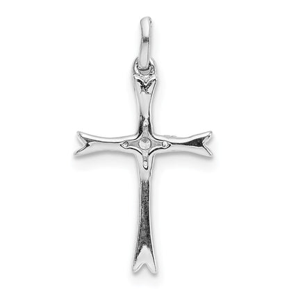 Solid 14k White Gold 1/15ct. Simulated CZ Cross Pendant