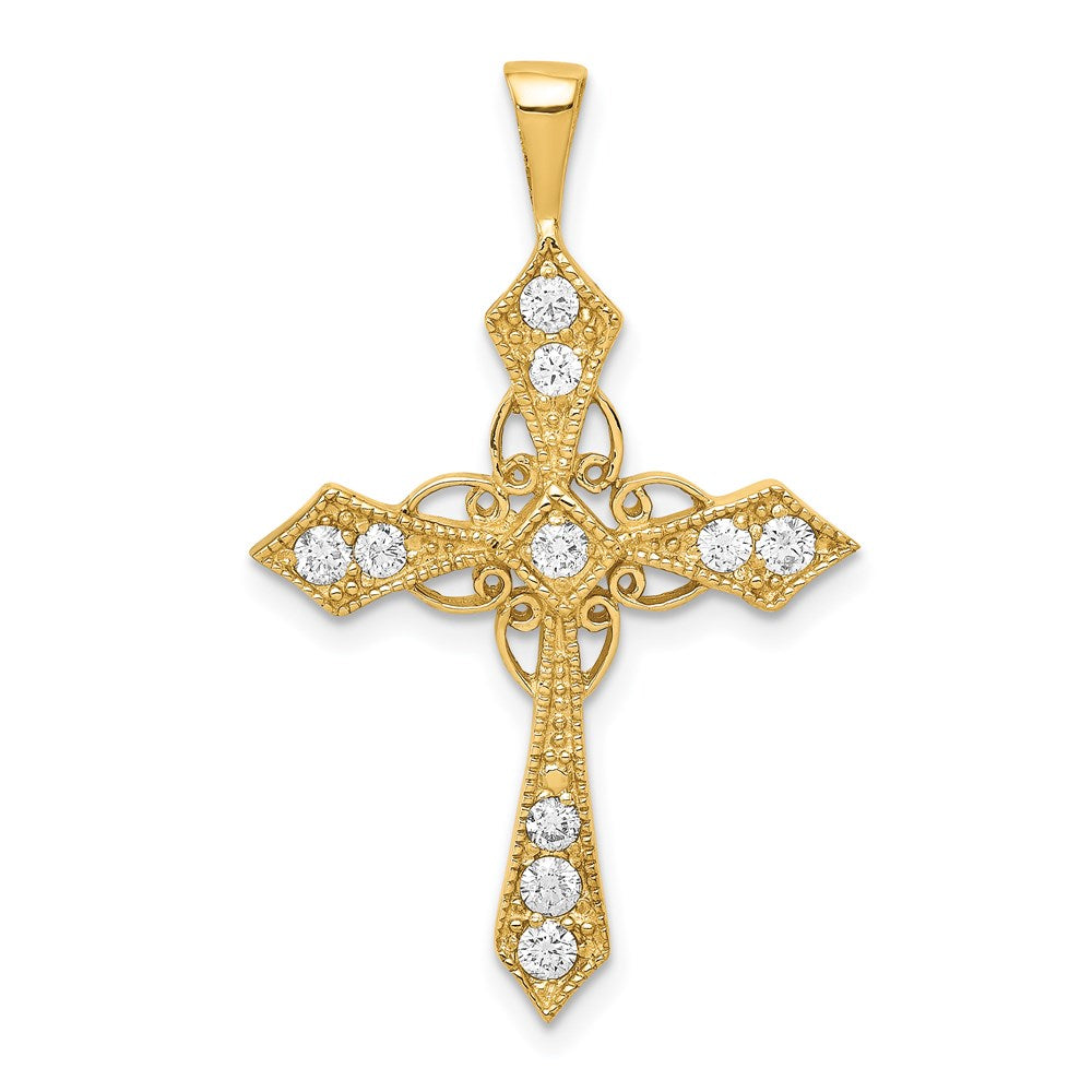 14k yellow gold aa real diamond passion cross pendant pm5082 033 ya