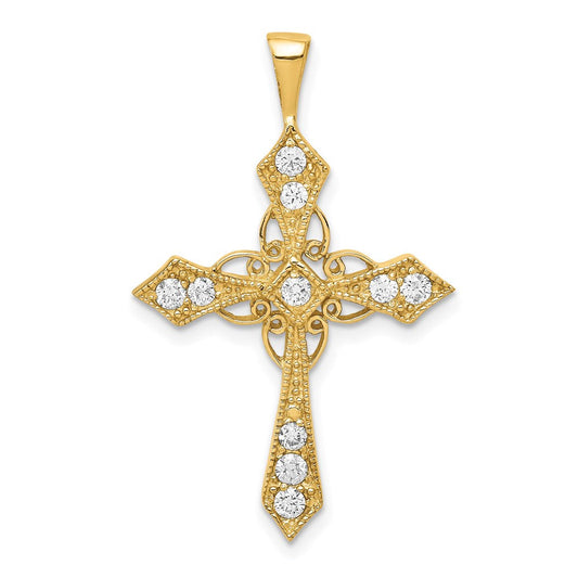 14k yellow gold aa real diamond passion cross pendant pm5082 033 ya